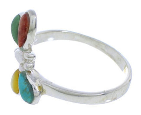 Dragonfly Silver Southwest Multicolor Inlay Ring Size 6-3/4 FX22691